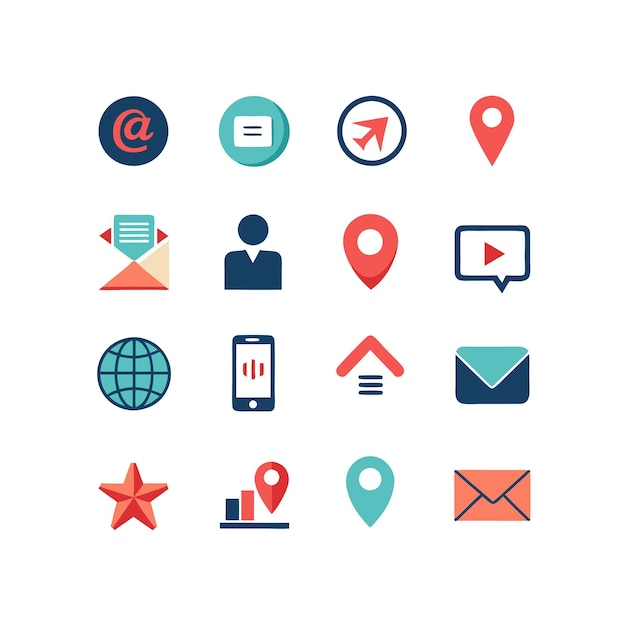 Colección de conjuntos de iconos de contacto para sitios web y aplicaciones móviles