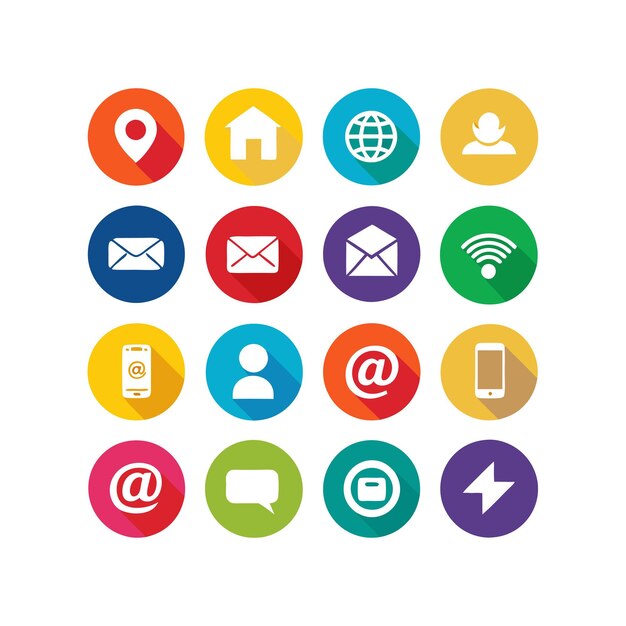 Colección de conjuntos de iconos de contacto para sitios web y aplicaciones móviles