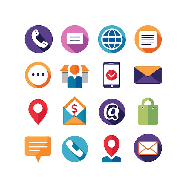 Colección de conjuntos de iconos de contacto para sitios web y aplicaciones móviles