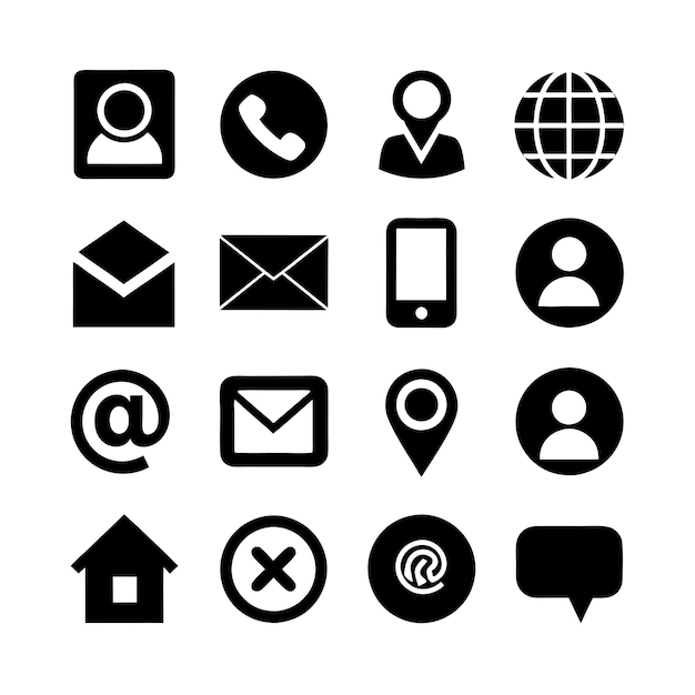 Colección de conjuntos de iconos de contacto para sitios web y aplicaciones móviles
