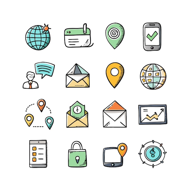 Colección de conjuntos de iconos de contacto para sitios web y aplicaciones móviles