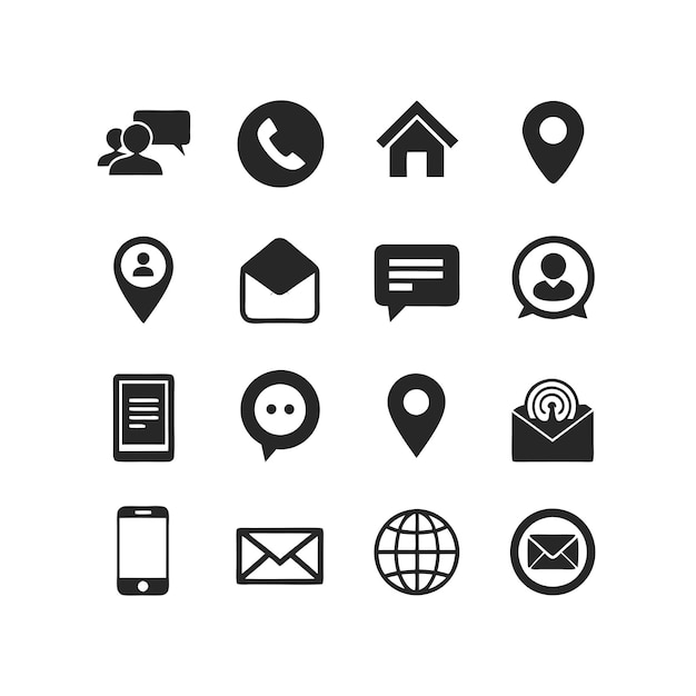 Colección de conjuntos de iconos de contacto para sitios web y aplicaciones móviles