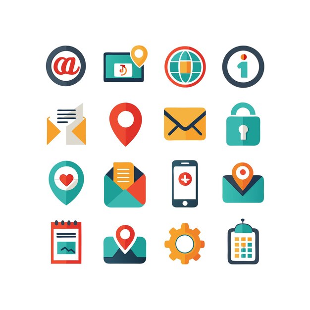 Colección de conjuntos de iconos de contacto para sitios web y aplicaciones móviles
