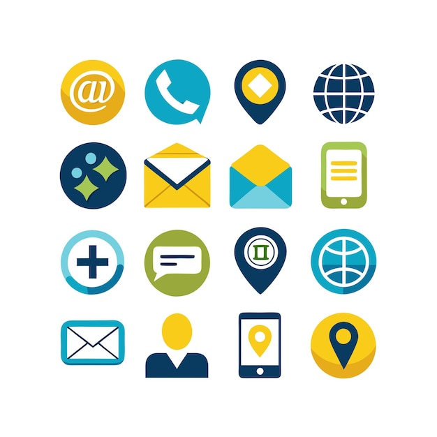 Colección de conjuntos de iconos de contacto para sitios web y aplicaciones móviles