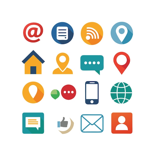 Colección de conjuntos de iconos de contacto para sitios web y aplicaciones móviles