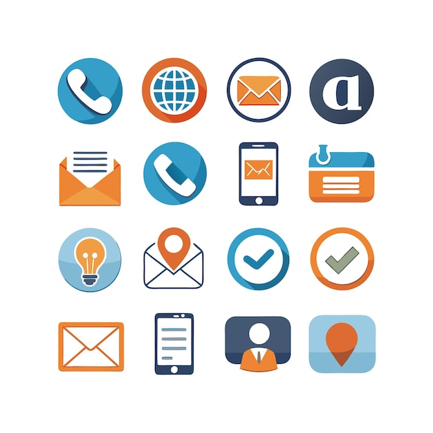 Colección de conjuntos de iconos de contacto para sitios web y aplicaciones móviles