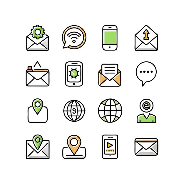 Colección de conjuntos de iconos de contacto para sitios web y aplicaciones móviles