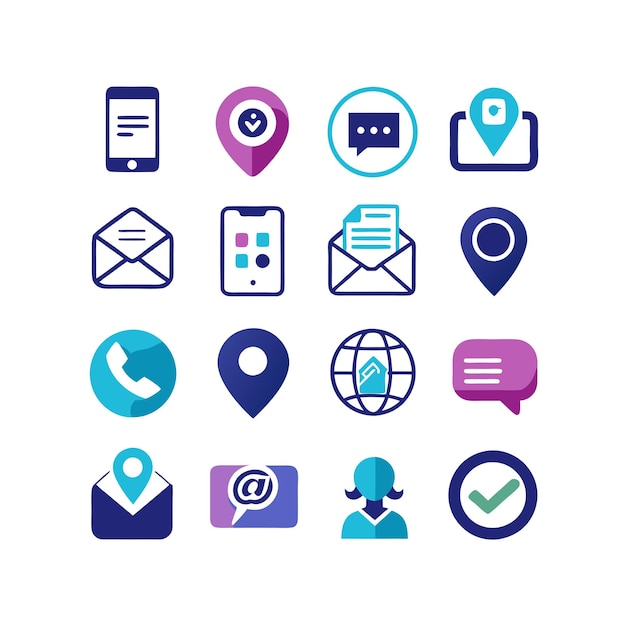 Colección de conjuntos de iconos de contacto para sitios web y aplicaciones móviles