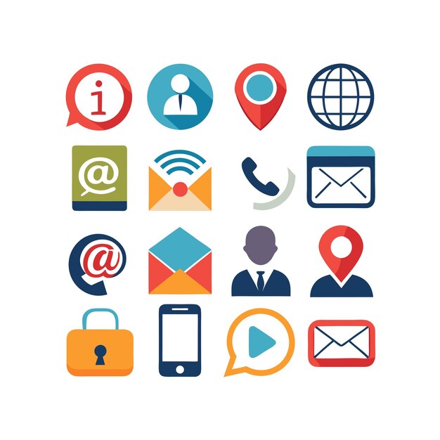 Colección de conjuntos de iconos de contacto para sitios web y aplicaciones móviles