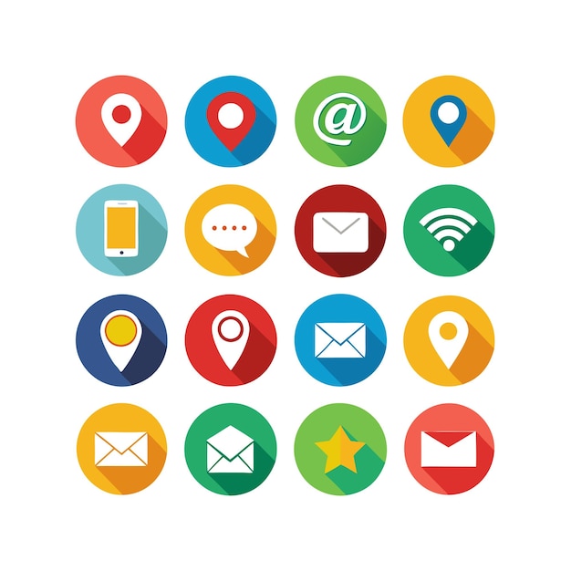 Colección de conjuntos de iconos de contacto para sitios web y aplicaciones móviles
