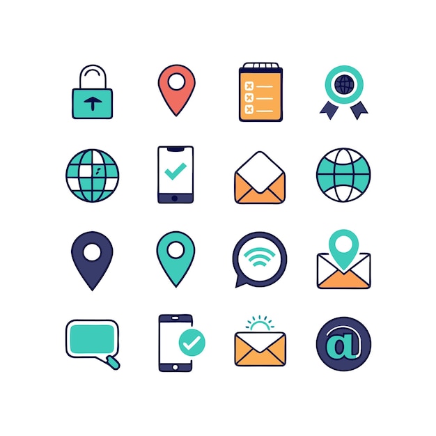 Colección de conjuntos de iconos de contacto para sitios web y aplicaciones móviles