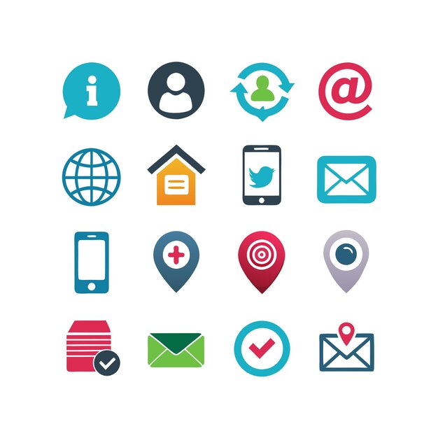 Colección de conjuntos de iconos de contacto para sitios web y aplicaciones móviles