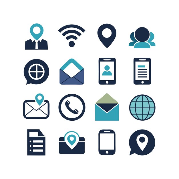Colección de conjuntos de iconos de contacto para sitios web y aplicaciones móviles