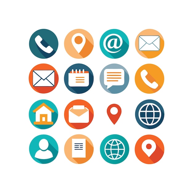 Colección de conjuntos de iconos de contacto para sitios web y aplicaciones móviles
