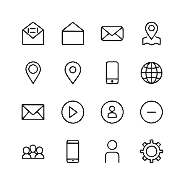Colección de conjuntos de iconos de contacto para sitios web y aplicaciones móviles