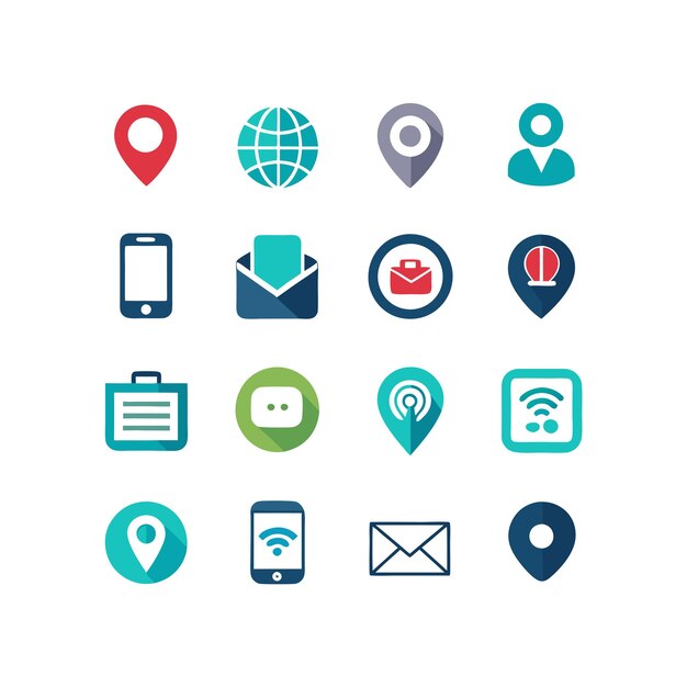 Colección de conjuntos de iconos de contacto para sitios web y aplicaciones móviles