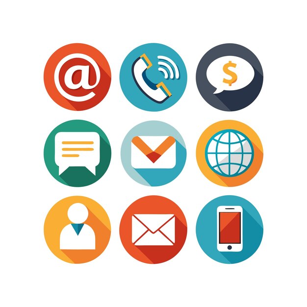 Colección de conjuntos de iconos de contacto para sitios web y aplicaciones móviles