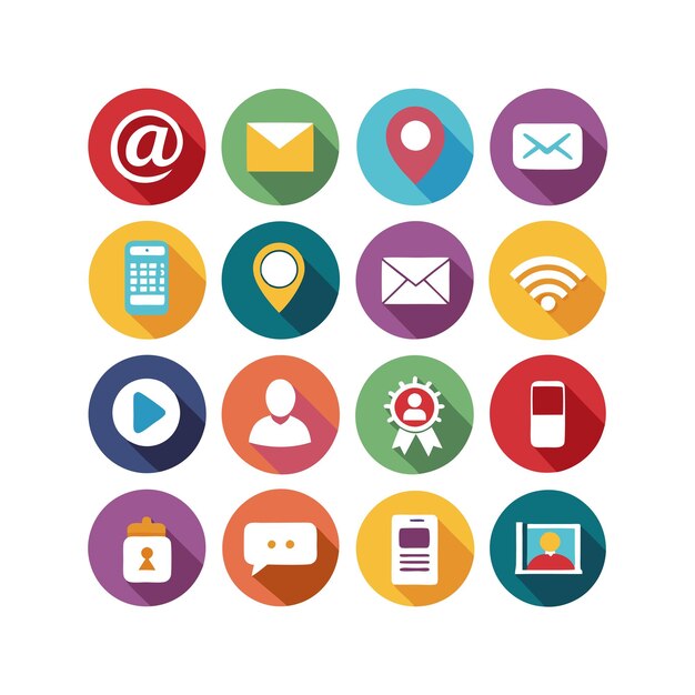 Colección de conjuntos de iconos de contacto para sitios web y aplicaciones móviles