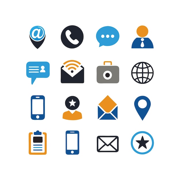 Colección de conjuntos de iconos de contacto para sitios web y aplicaciones móviles