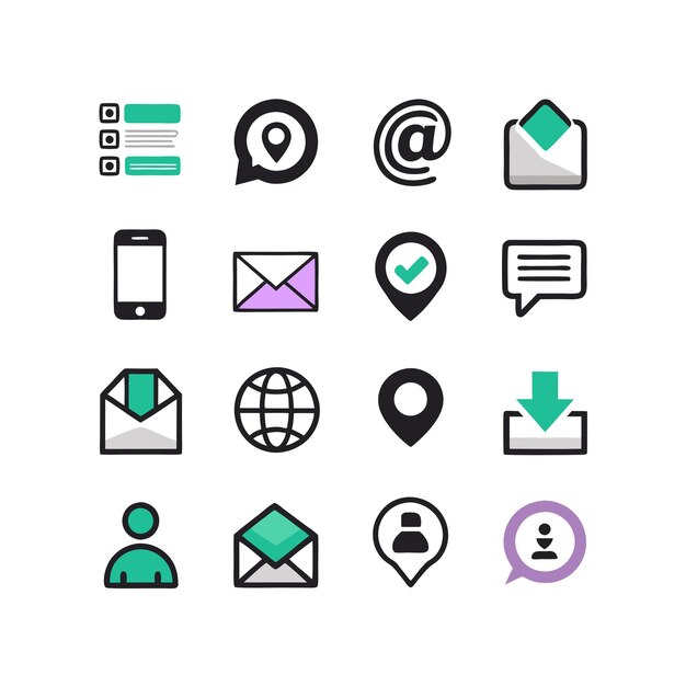 Colección de conjuntos de iconos de contacto para sitios web y aplicaciones móviles