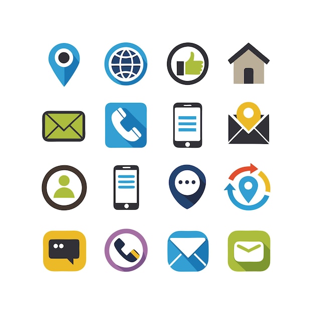 Colección de conjuntos de iconos de contacto para sitios web y aplicaciones móviles