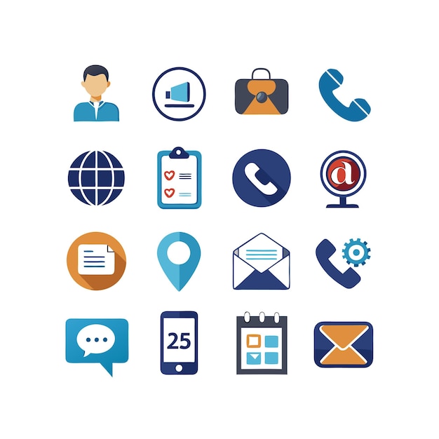 Colección de conjuntos de iconos de contacto para sitios web y aplicaciones móviles