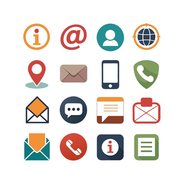 Colección de conjuntos de iconos de contacto para sitios web y aplicaciones móviles