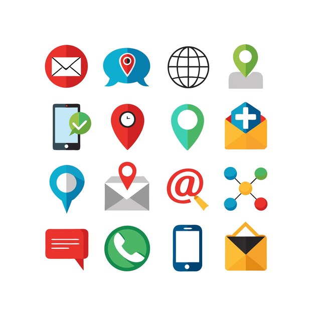 Colección de conjuntos de iconos de contacto para sitios web y aplicaciones móviles