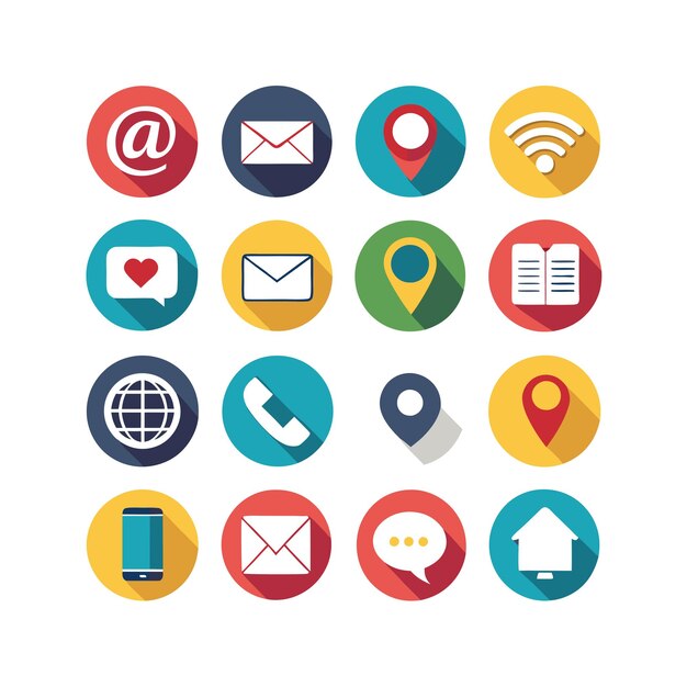 Colección de conjuntos de iconos de contacto para sitios web y aplicaciones móviles