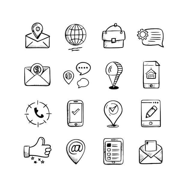 Colección de conjuntos de iconos de contacto para sitios web y aplicaciones móviles