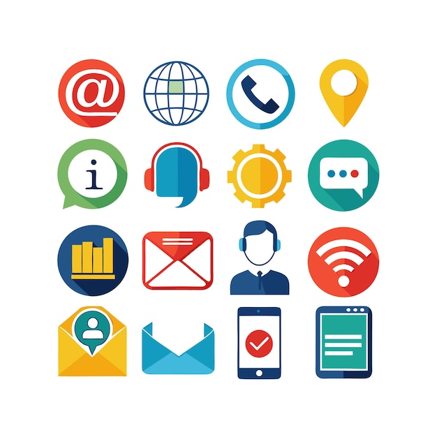 Colección de conjuntos de iconos de contacto para sitios web y aplicaciones móviles