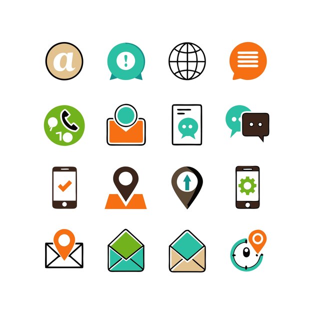 Colección de conjuntos de iconos de contacto para sitios web y aplicaciones móviles