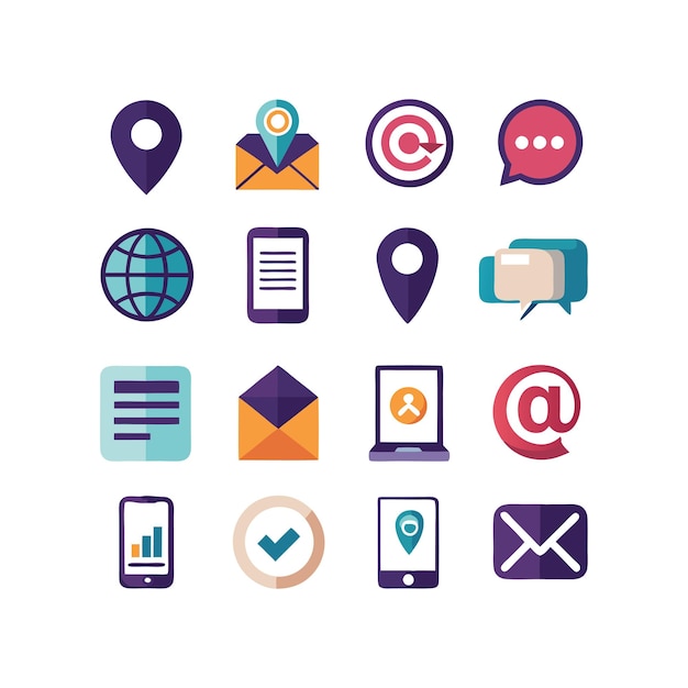 Colección de conjuntos de iconos de contacto para sitios web y aplicaciones móviles