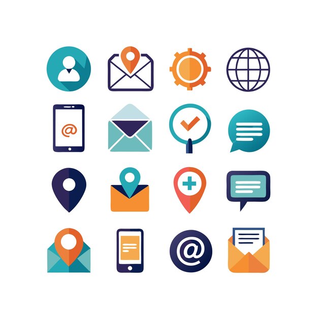 Colección de conjuntos de iconos de contacto para sitios web y aplicaciones móviles