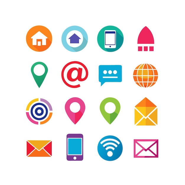 Colección de conjuntos de iconos de contacto para sitios web y aplicaciones móviles