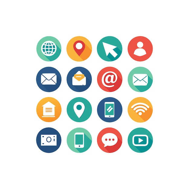Colección de conjuntos de iconos de contacto para sitios web y aplicaciones móviles