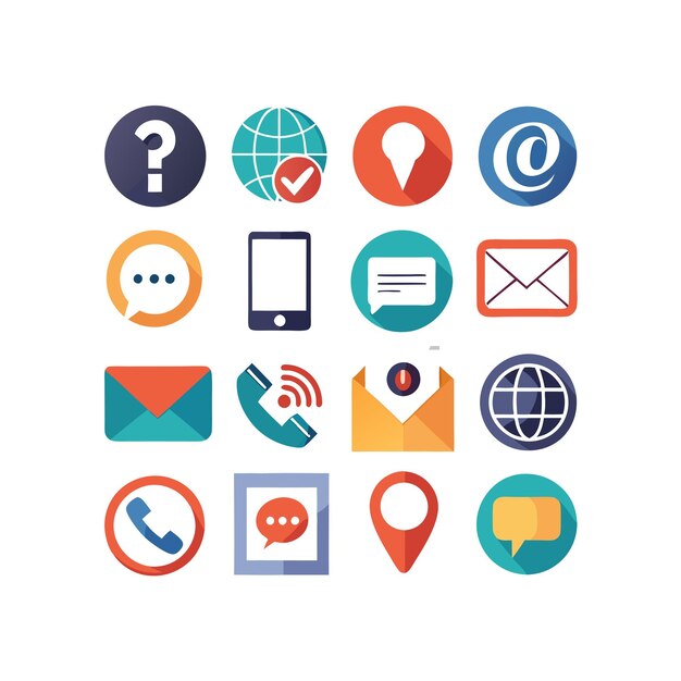 Colección de conjuntos de iconos de contacto para sitios web y aplicaciones móviles