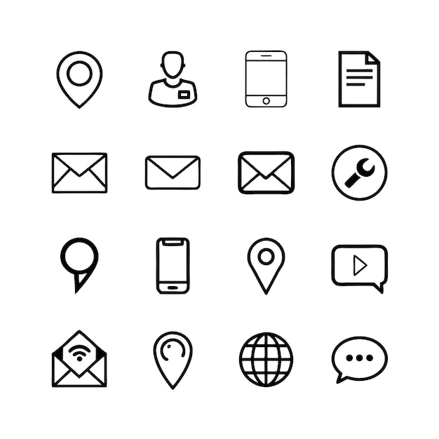 Colección de conjuntos de iconos de contacto para sitios web y aplicaciones móviles