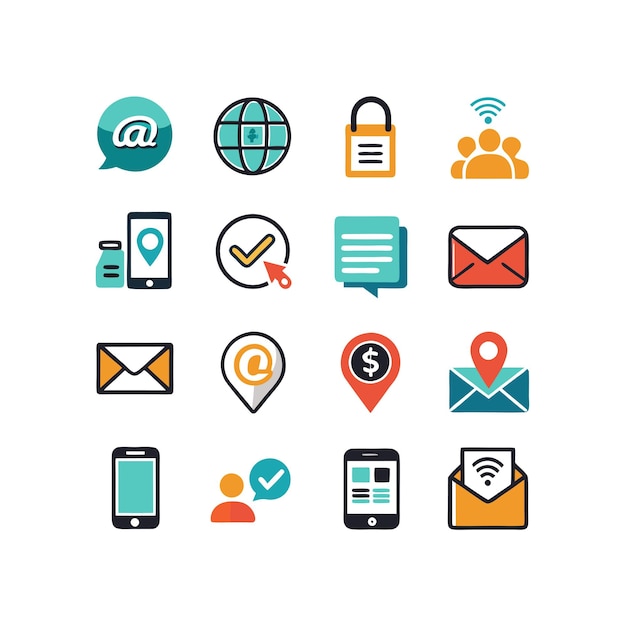 Colección de conjuntos de iconos de contacto para sitios web y aplicaciones móviles