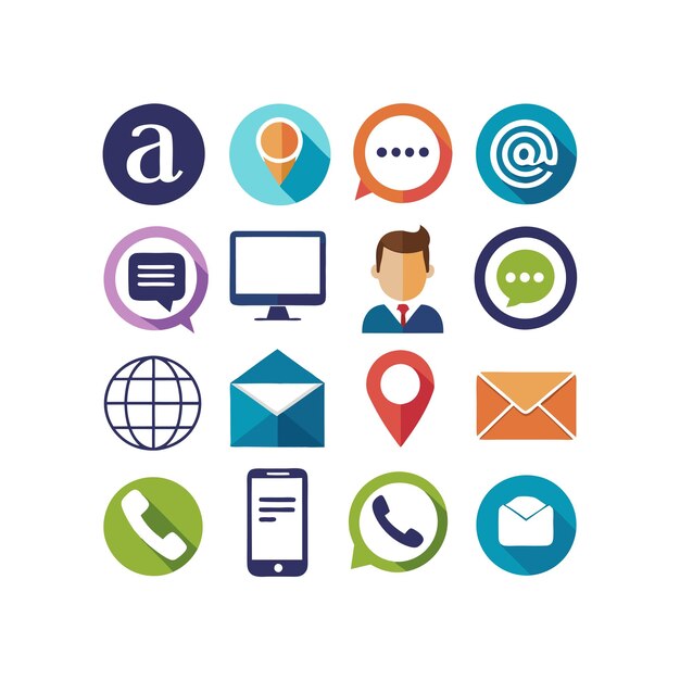 Colección de conjuntos de iconos de contacto para sitios web y aplicaciones móviles