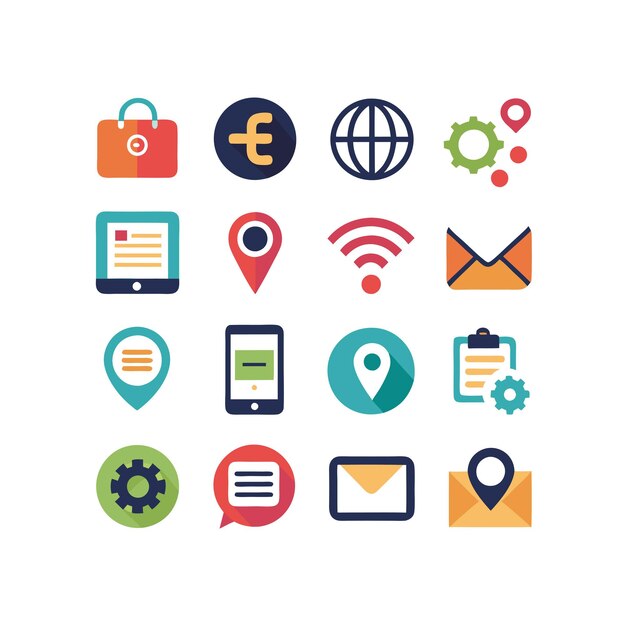 Colección de conjuntos de iconos de contacto para sitios web y aplicaciones móviles