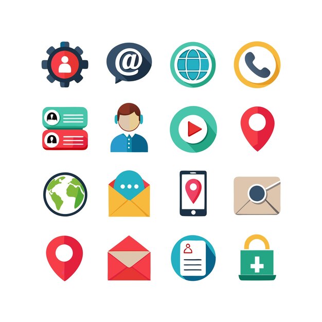 Colección de conjuntos de iconos de contacto para sitios web y aplicaciones móviles