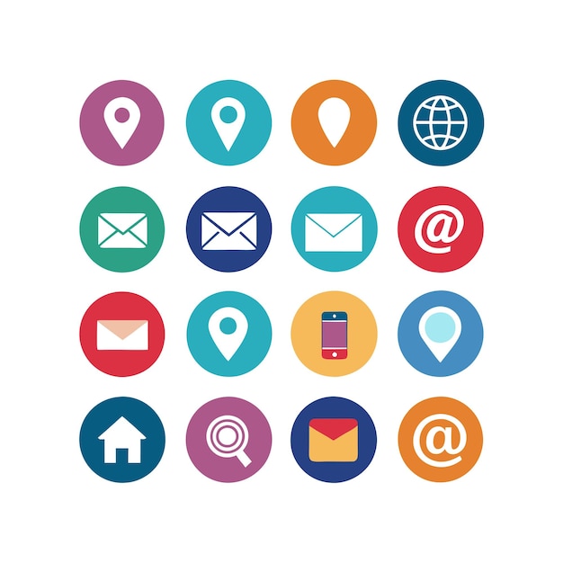 Colección de conjuntos de iconos de contacto para sitios web y aplicaciones móviles
