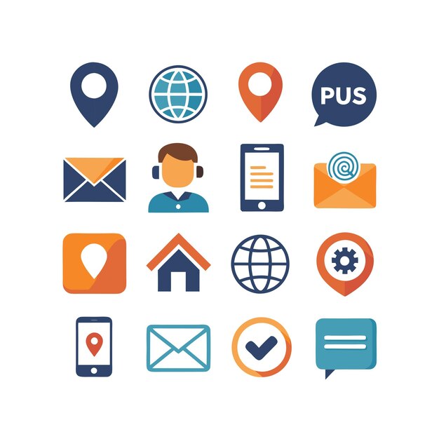 Colección de conjuntos de iconos de contacto para sitios web y aplicaciones móviles