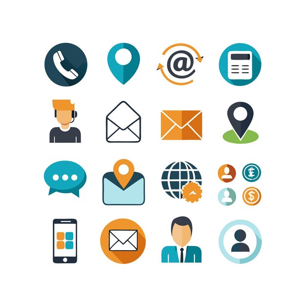 Colección de conjuntos de iconos de contacto para sitios web y aplicaciones móviles