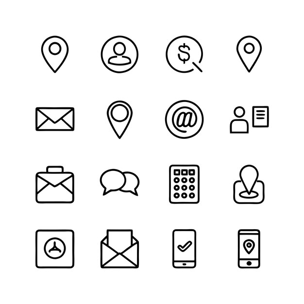 Colección de conjuntos de iconos de contacto para sitios web y aplicaciones móviles