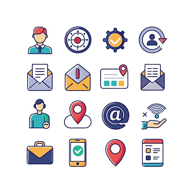 Colección de conjuntos de iconos de contacto para sitios web y aplicaciones móviles