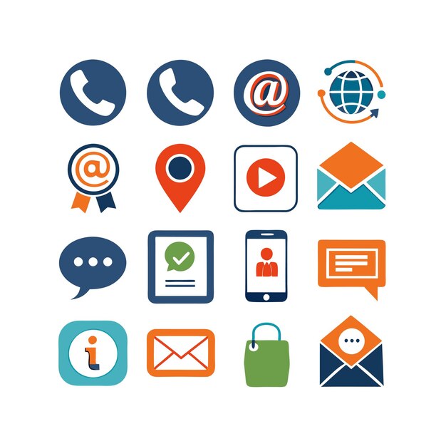 Colección de conjuntos de iconos de contacto para sitios web y aplicaciones móviles