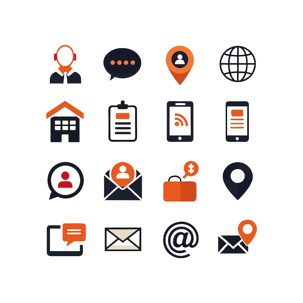 Colección de conjuntos de iconos de contacto para sitios web y aplicaciones móviles