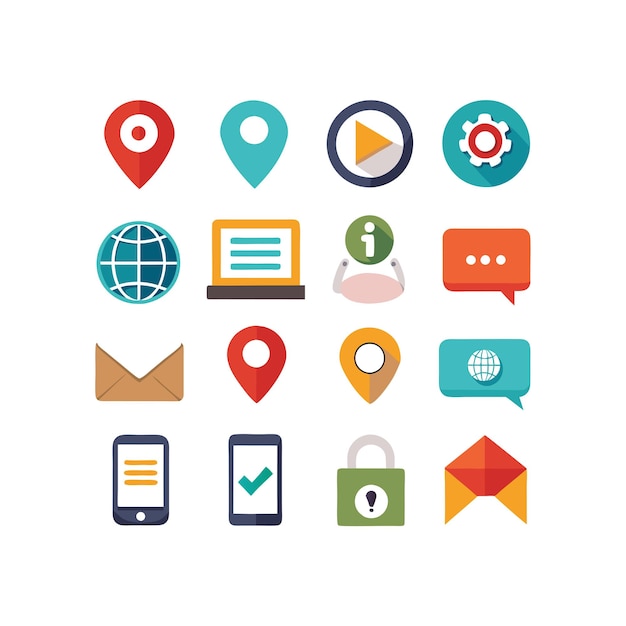 Colección de conjuntos de iconos de contacto para sitios web y aplicaciones móviles